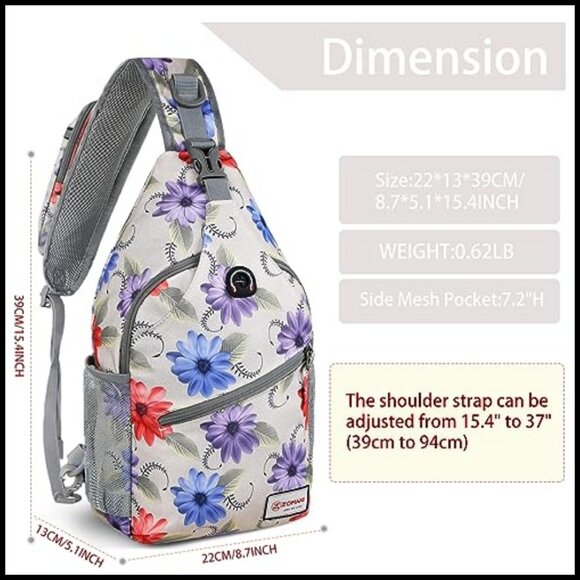 Water Resistant Sling Backpack Anti Theft Daypack Adjustable Strap Multi main image 5